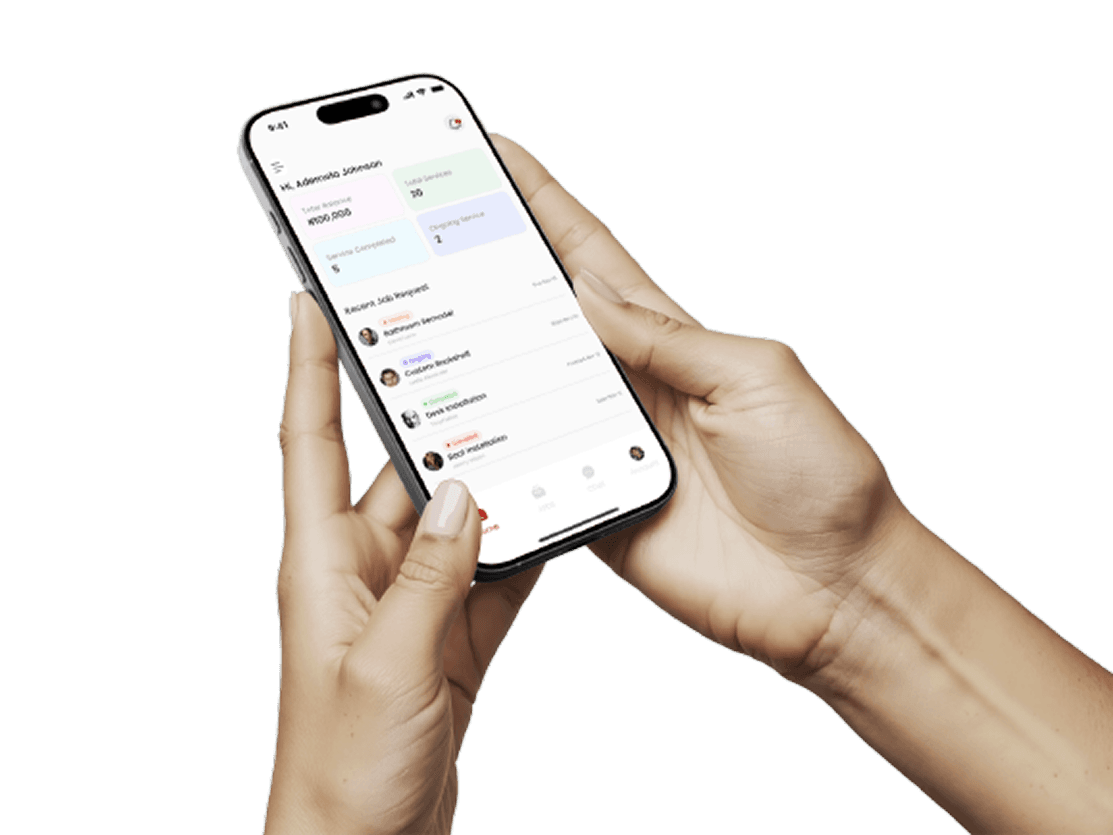 Hand holding phone with Artivio app interface