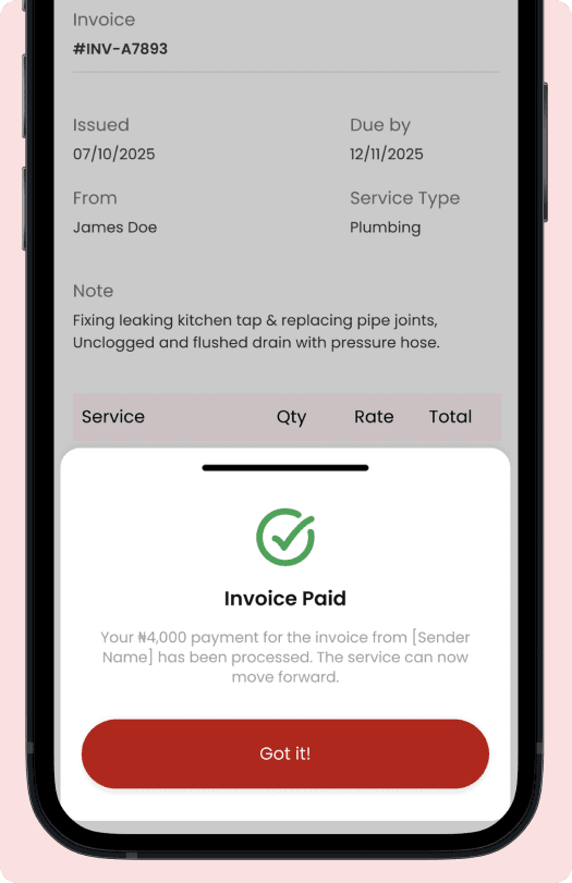 Artivio App Invoice Screen